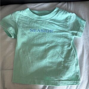 Kids Short Sleeve Tee in Mint Green with SEASIDE Print